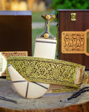 جمبيه عزيري صيفاني مقلد طبق الاصل حزام يد عسيب عشر حاشدي حروف مطلي ذهب نصله ستيل تقد المسمار مع خنجر خلفي فضه