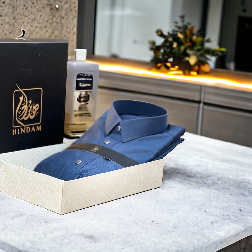 ثوب هندام رجالي لون كحلي خشن premium quality men thobe hindam