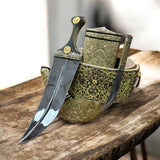 جمبية عزيري أصلي صيفاني مقلد حزام شغل يد مع خنجر خلفي فضه عقيق