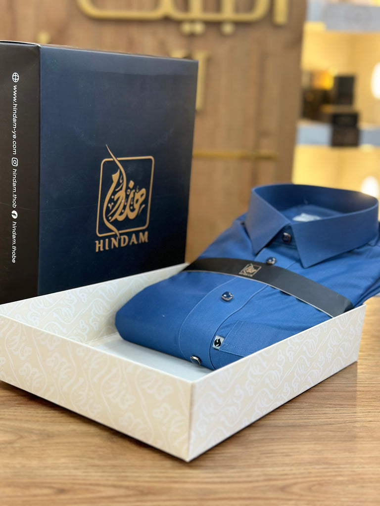 ثوب هندام رجالي لون ازرق غامق ناعم hindam men thobe premium quality