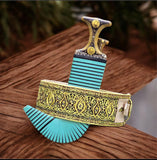 جمبية عزيري صيفاني مقلد طبق الاصل حروف ذهب حزام شغل يدوي عسيب بكيلي مكحل ، مع خنجر خلفي فضه