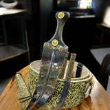 جمبية عزيري أصلي صيفاني مقلد حزام شغل يد مع خنجر خلفي فضه عقيق