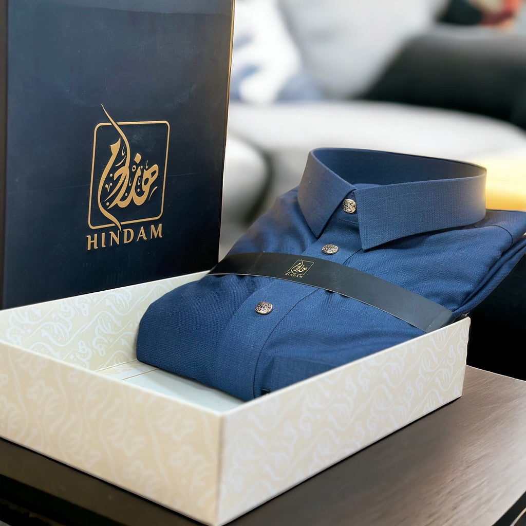 ثوب هندام رجالي لون كحلي خشن premium quality men thobe hindam