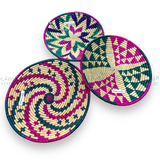 طبق يمني عزف ملون عمل يد Yemeni Handmade Straw Basket
