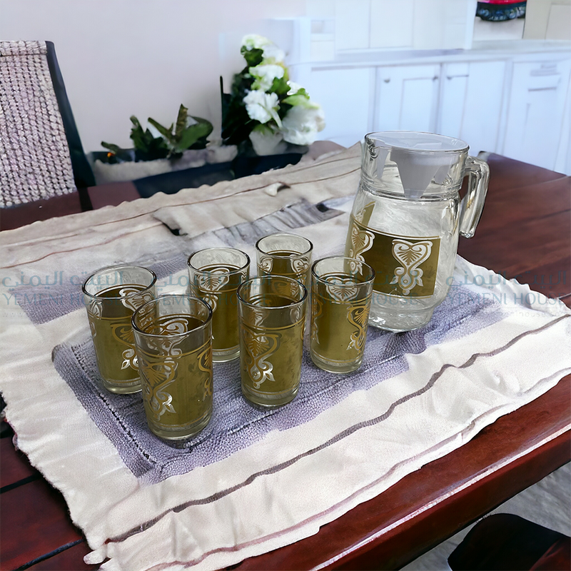طقم عصير مع الجيك من اليمن Glass & Pitcher Set