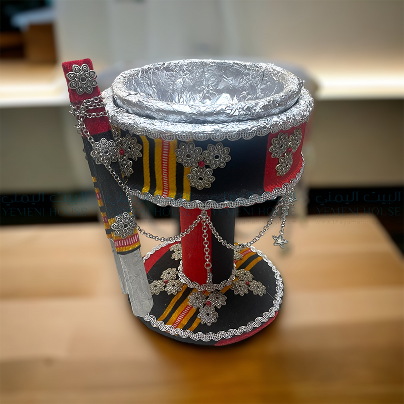 موقد صنعاني مزخرف فضي حجم كبير