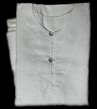 لبس العرسان اليمني قطعتين ثقيل لون أبيض 