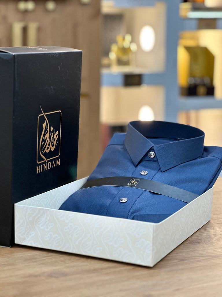 ثوب هندام رجالي لون كحلي خشن premium quality men thobe hindam