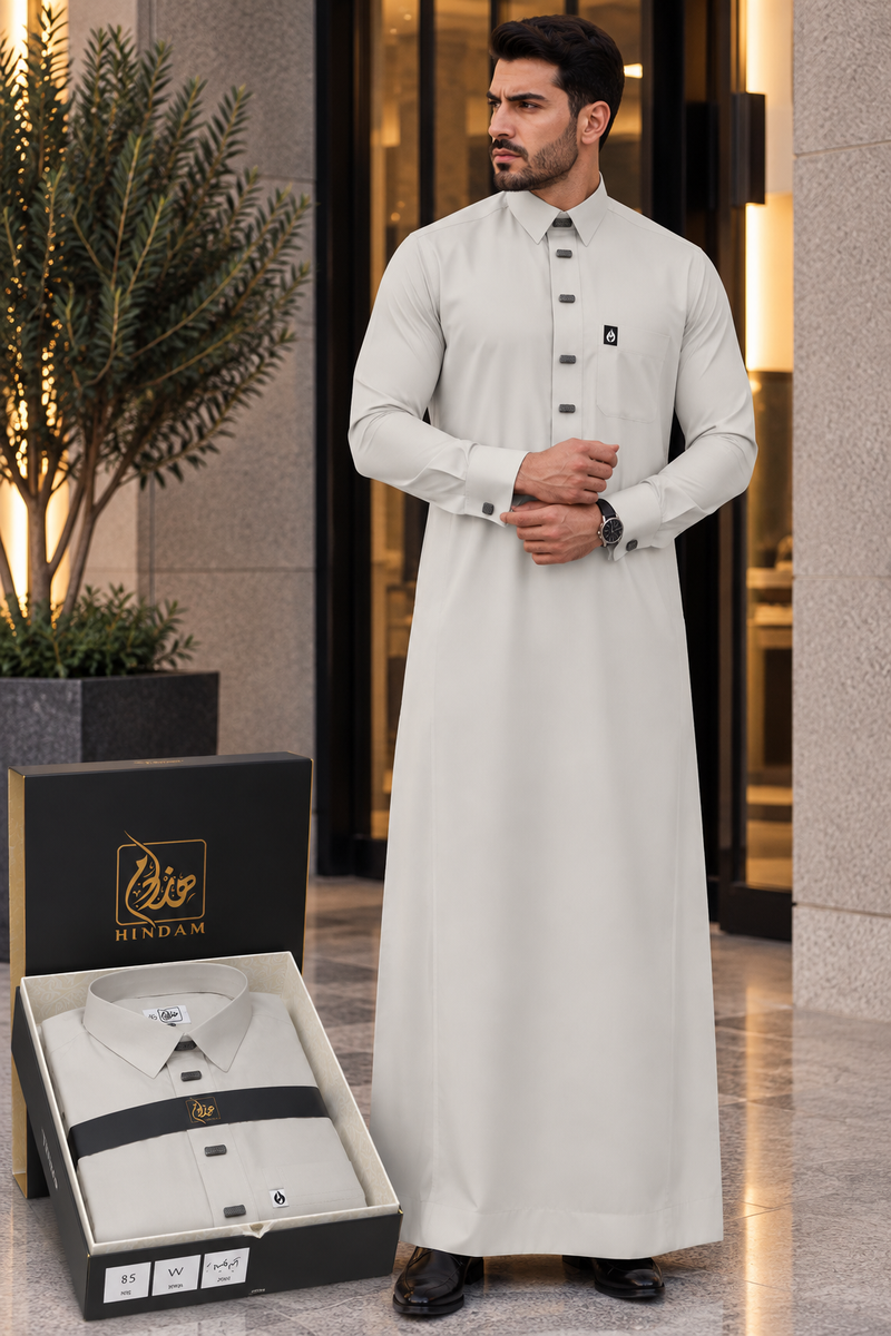 ثوب هندام رجالي لون بيج فاتح فخم hindam men thobe premuim quality