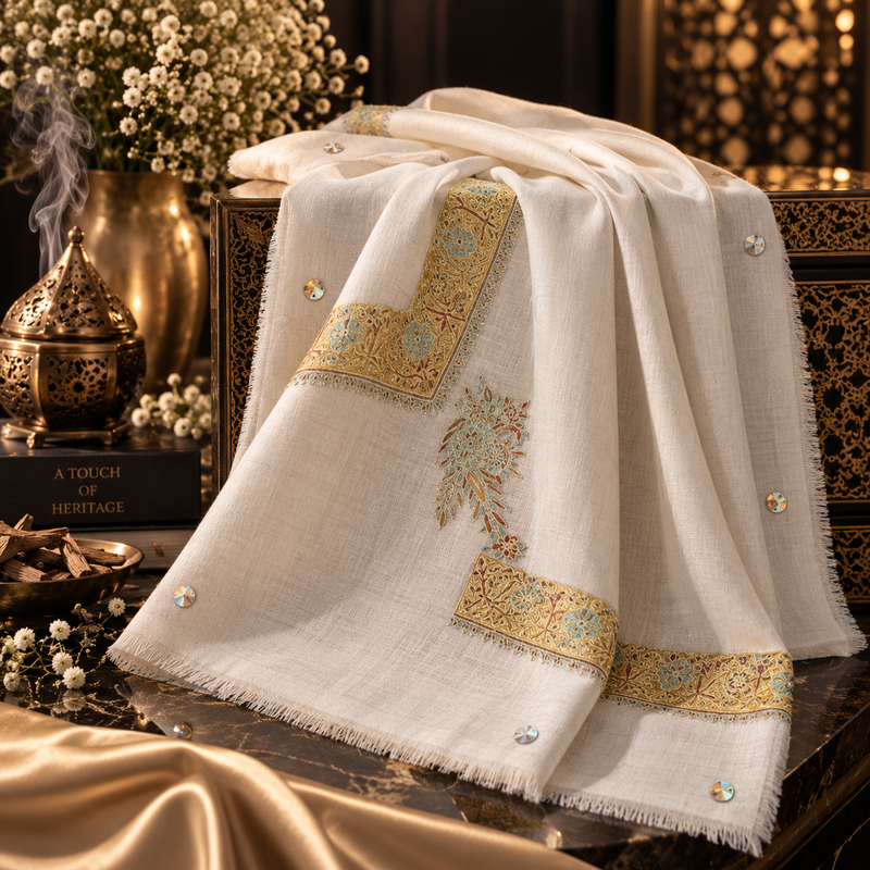 شال صوف كشميري باشمينا درجة أولى Premium Quality Pashmina Kashmiri Shal
