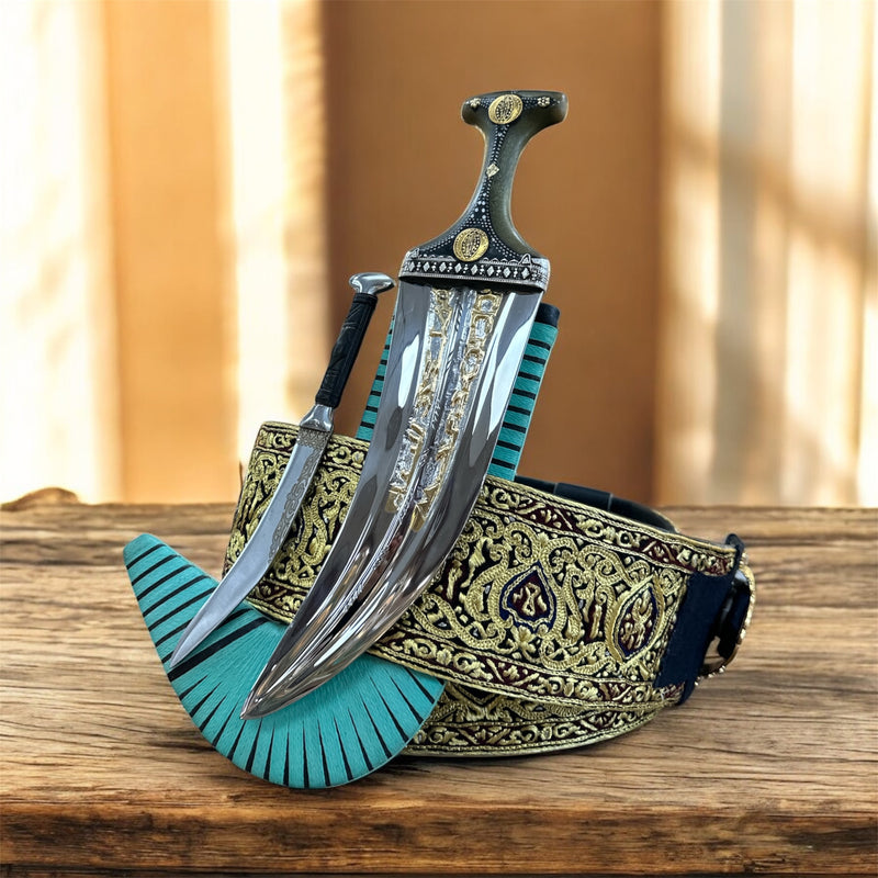 جمبية عزيري مقلد طبق الأصل حزام يدوي عسيب طنب حاشدي سله ستيل نقد المسمار مع شفره خلفيه فضه