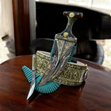 جمبية عزيري اصلي صيفاني مقلد حزام شغل يد مع خنجر خلفي فضه عقيق