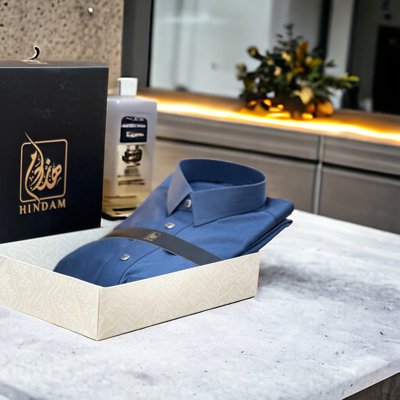 ثوب هندام رجالي لون كحلي خشن premium quality men thobe hindam