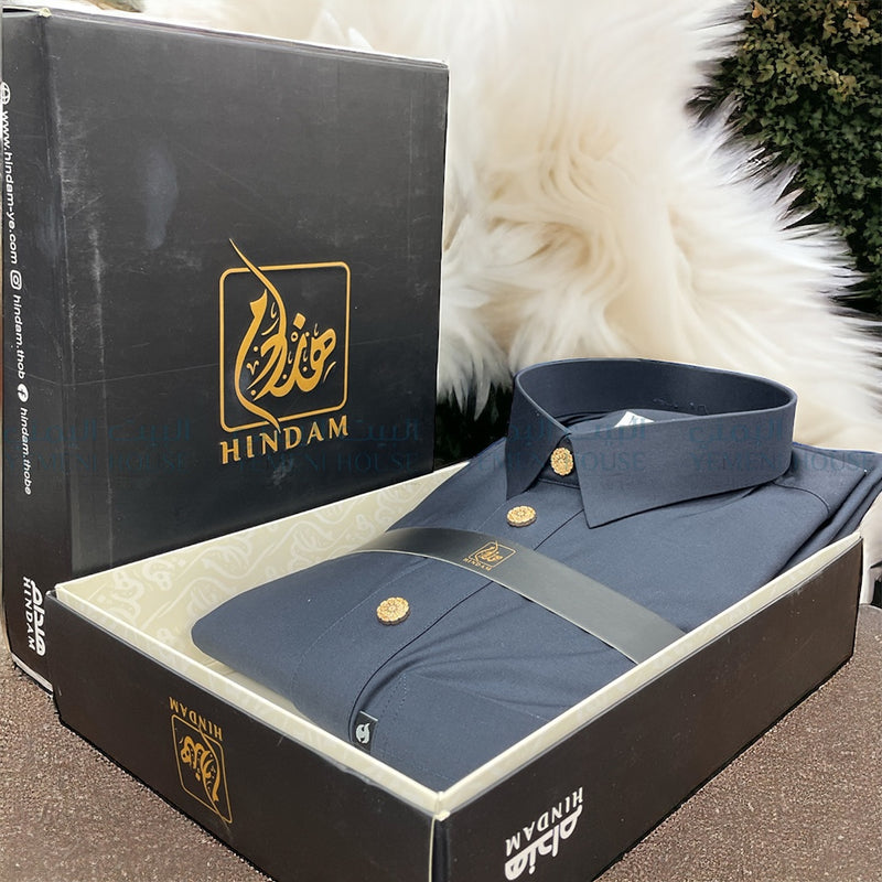 ثوب هندام رجالي فاخر لون كحلي غامق premium quality men thobe hindam
