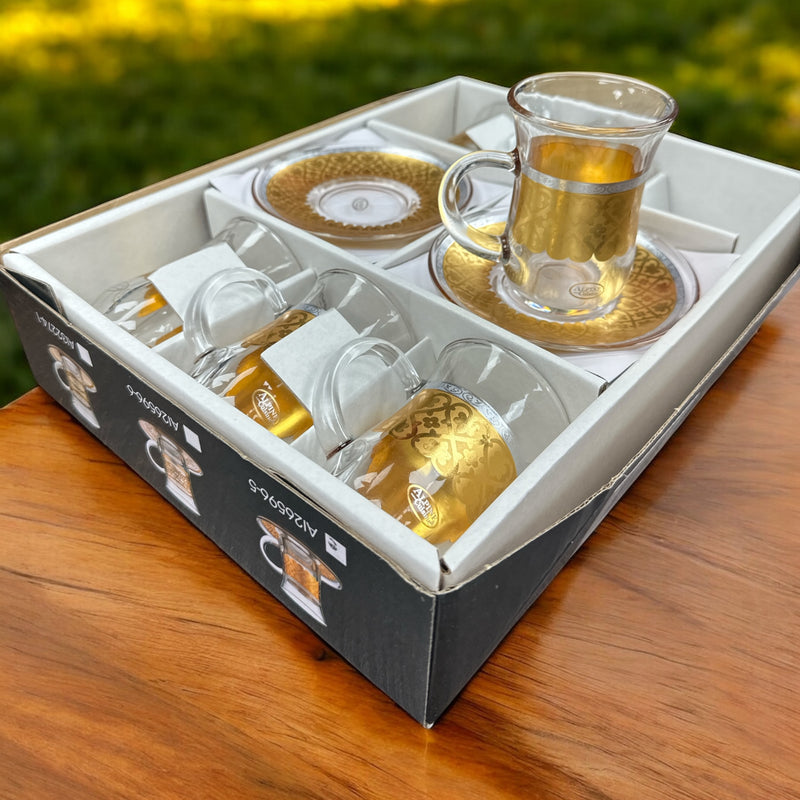 طقم كاسات الشاي مذهب