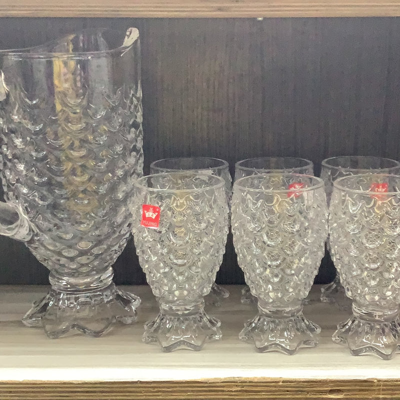 طقم كاسات عصير زجاجي مع الجاك