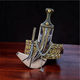 جمبية عزيري صيفاني مقلد طبق الأصل عصيب بيكيلي  تفصيل نصله ستيل منقش حزام شغل يد مع خنجر فضه خلفي