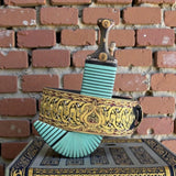 جمبية عزيري آصلي صيفاني مقلد طبق الأصل حزام يدوي ، عسيب  بكيلي مكحل ، حروف مطلي ذهب ، نصله ستيل تقط المسمار مع خنجر خلفي فضه عقيق