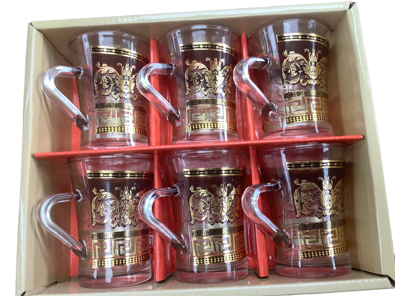 طقم كاسات الشاي مذهب