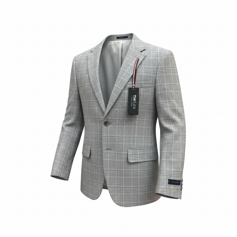 كوت رجالي رصاصي مقلم