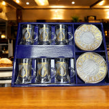 طقم كاسات مذهب مع الصواني golden tea set