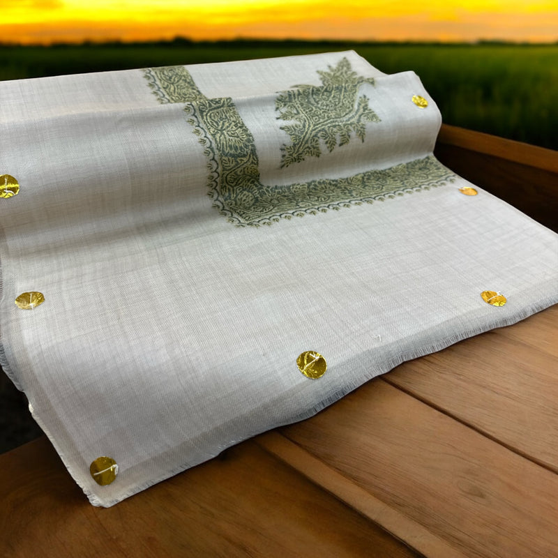 Premium Quality Super Turma Kashmir Shal ⁨⁨⁨⁨شماغ صوف كشميري سوبر ترمه لون فيروزي درجة أولى