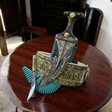 جمبية عزيري اصلي صيفاني مقلد حزام شغل يد مع خنجر خلفي فضه عقيق