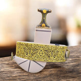 جمبية عزيري صيفاني مقلد طبق الاصل  حزام يد حروف ذهب مبسم فضه نصله نقط المسمار عسيب بكيلي مخطط مع خنجر خلفي