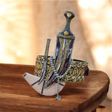 جمبية عزيري صيفاني مقلد طبق الأصل عصيب بيكيلي  تفصيل نصله ستيل منقش حزام شغل يد مع خنجر فضه خلفي