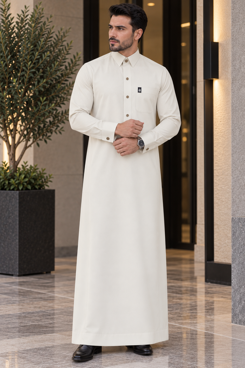ثوب هندام رجالي فاخر لون سكري premium quality men thobe hindam