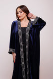 Ayana Navy Blue Velvet Abaya Kimono