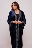 Ayana Navy Blue Velvet Abaya Kimono