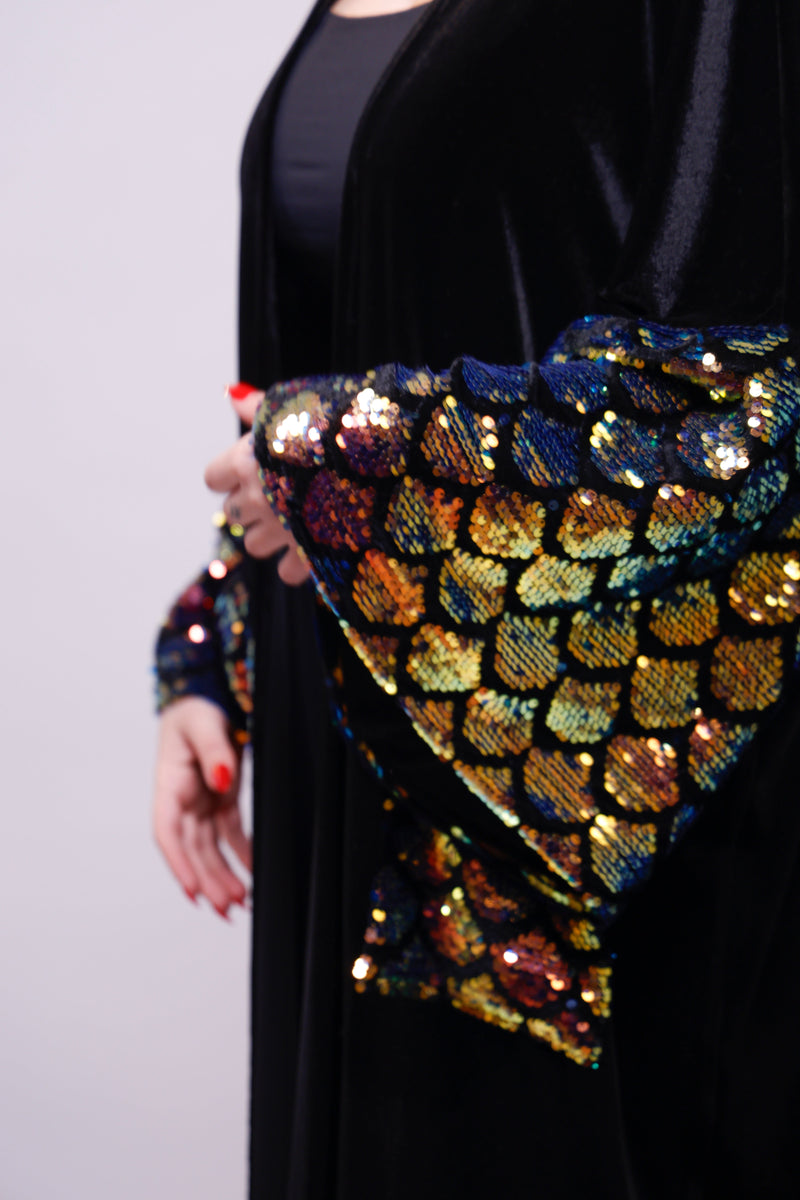 Nadine Velvet Sequin Abaya Kimono