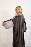 Zendaya Gray Embroidered Velvet Abaya