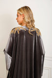 Zendaya Gray Embroidered Velvet Abaya