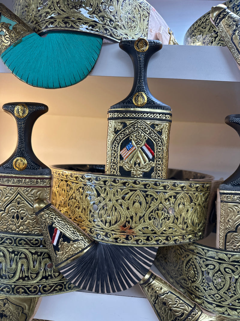 جمبيه رجالي مذهب نحاس علم اليمن و امريكا