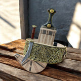 جمبية عزيري صيفاني مقلد طبق الأصل عصيب بيكيلي  تفصيل نصله ستيل منقش حزام شغل يد مع خنجر فضه خلفي