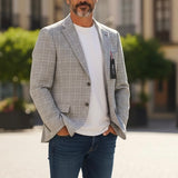 كوت رجالي رصاصي مقلم