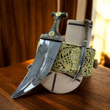 جمبية عزيري اصلي صيفاني مقلد طبق الأصل عسيب بكيلي نصله ستيل منقش تقد المسمار حزام عمل يد فص مطلي ذهب مع خنجر خلفي فضه عقيق