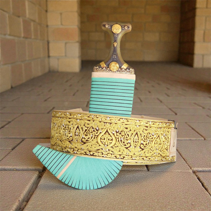 جمبيه عزيري شبيه الصيفاني طبق الاصل حروف ملبس ذهب مبسم فضه عسيب حاشدي نصله ستيل تقط المسمار ابو عمدان حزام عمل يدودي اصلي