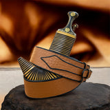 جمبية عزيري صيفاني مقلد طبق الاصل عسيب بكيلي صافي  حزام شغل  يد حروف مطلي ذهب مبسم فضه نصله ستيل منقش مع خنجر خلفي فضه عقيق