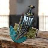 جمبية عزيري اصلي صيفاني مقلد  طبق الأصل مبسم فضه ، حروف ذهب ، حزام شغل يد  عسيب حاشدي منقش مع خنجر خلفي فضه عقيق