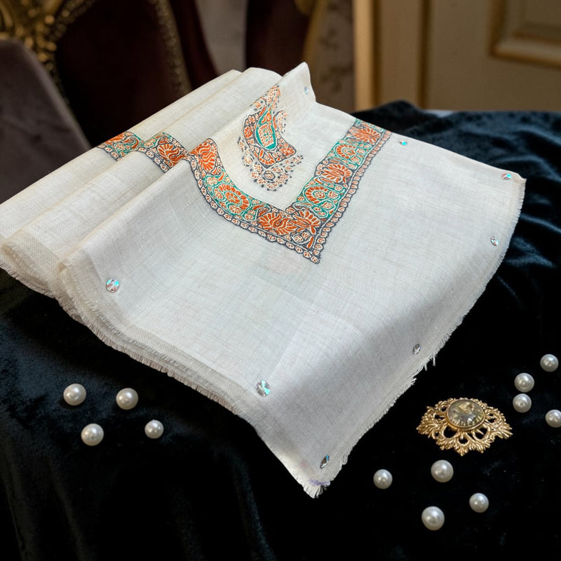 ‏شال صوف كشميري باشمينا لون كحلي باشمينا درجه اولى premium quality Kashmiri pashmina shawl