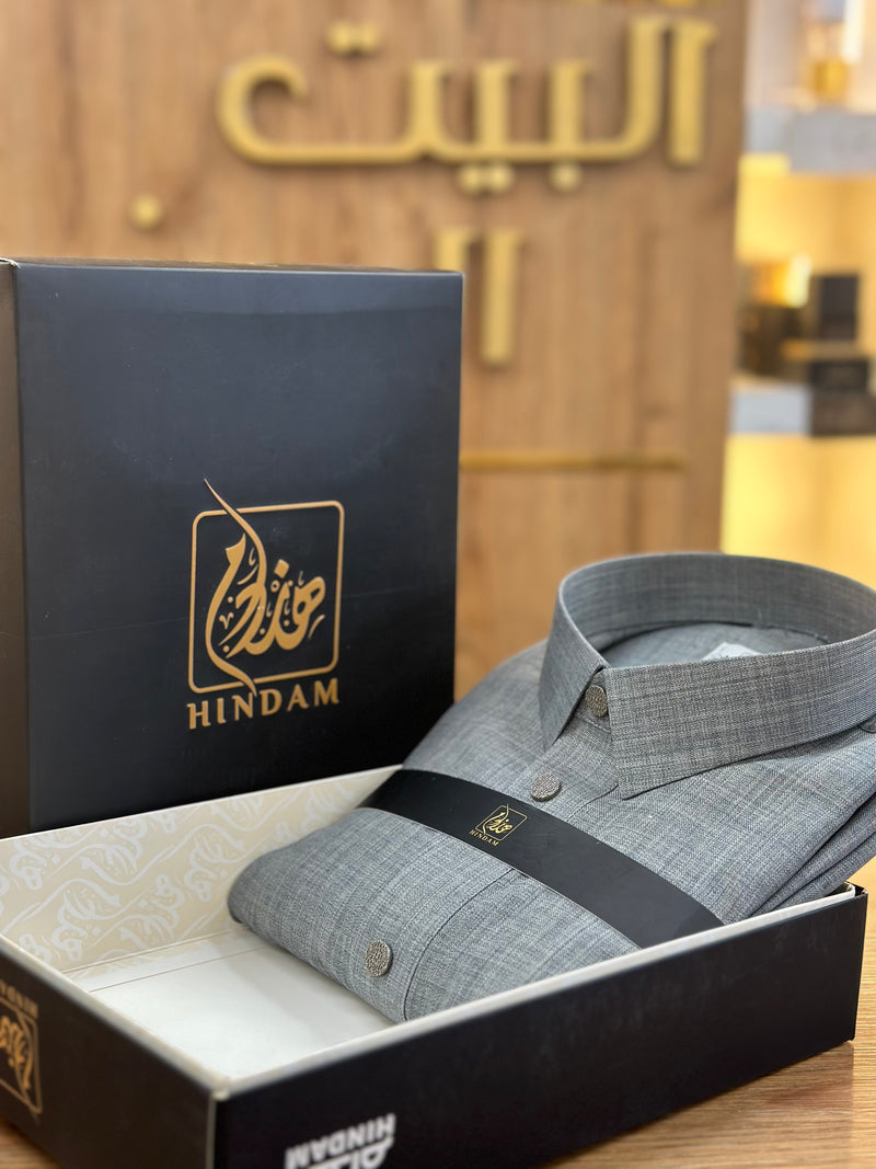 ثوب هندام رمادي خشن رجالي فاخر premium quality men thobe hindam