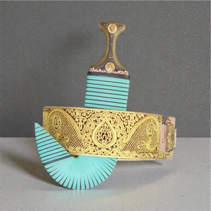 جمبيه عزيري شبيه الصيفاني طبق الاصل حزام شغل يد حروف ملبس ذهب مبسم فضة نصله ستيل