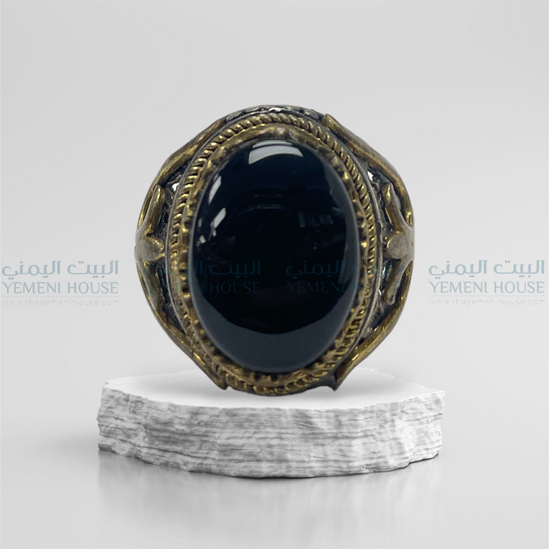 خاتم فضه عقيق يمني اصلي مقاس 11