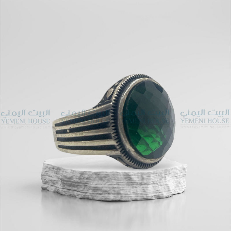 خاتم فضه عقيق يمني اصلي مقاس 9