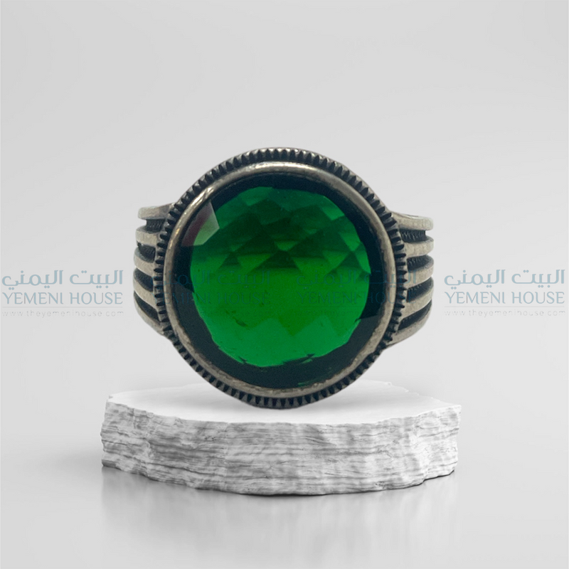 خاتم فضه عقيق يمني اصلي مقاس 9