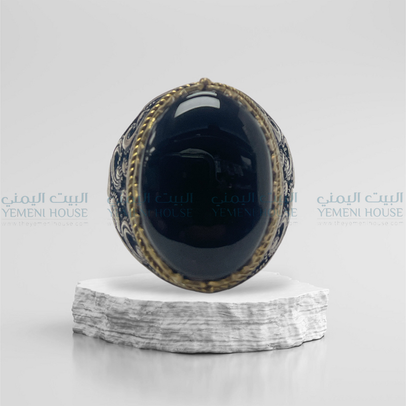 خاتم فضه عقيق اصلي مقاس 11