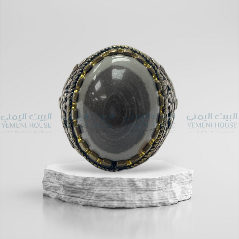 خاتم فضه عقيق اصلي مقاس11